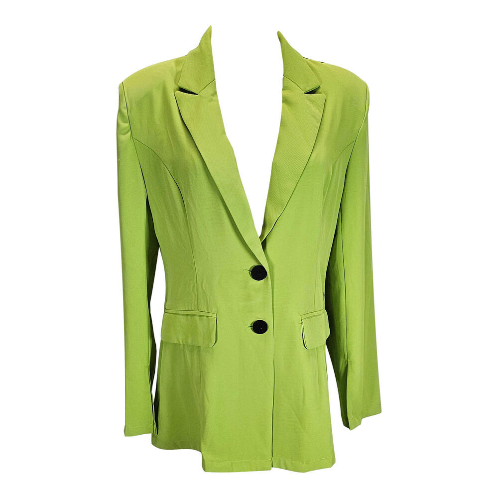 Shein Bold Lime Green Women's Blazer - Two Button Power Play/L